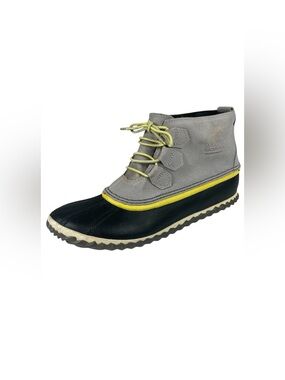 Sorel Out  N About Leather Rain Snow Duck Boots 9.5 Grey Waterproof Seam Sealed